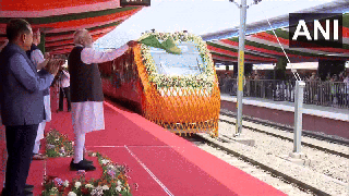 
      
      J-K: PM Modi flags off two Vande Bharat Express trains from Katra
      
      