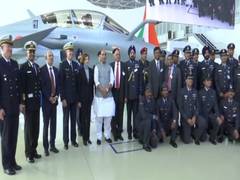 
      
      First Rafale jet handed over to Rajnath Singh 
      
      