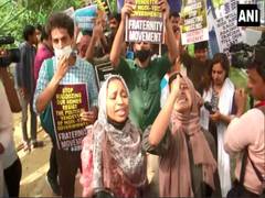 
      
      JNU students protest against demolition of Javed Ahmed's house
      
      