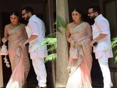 
      
      Kareena, Saif twin in pink at Ranbir, Alia's wedding ceremony
      
      