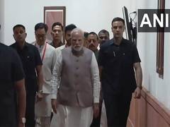 
      
      PM Modi arrives in Parliament house to cast vote for VP elections
      
      