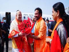 
      
      Amit Shah arrives at Telangana airport
      
      