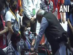 
      
      PM Modi meets specially-abled school students during 
      
      