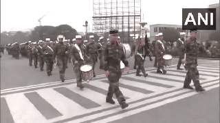 
      
      French marching contingent participates in R-Day parade rehearsal
      
      