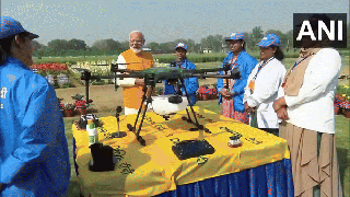 
      
      PM Modi witnesses demonstration by 'Namo Drone Didis'
      
      