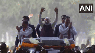 
      
      PM Modi arrives to attend 'Ek Varsh-Parinaam Utkarsh' programme i
      
      
