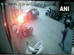
      
      Car catches fire after colliding with pole in Surat
      
      
