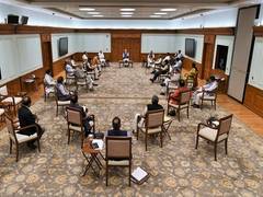 
      
      Union Cabinet meeting underway, social distancing seen 
      
      
