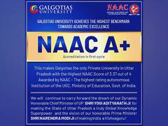 
      
      Galgotias University gets 'A+' Accreditation from NAAC
      
      