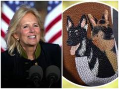 
      
      Jill Biden's custom made bag features hand-painted portraits...
      
      