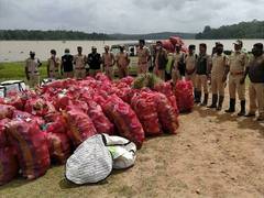 
      
      Forest dept staff, locals clear two tonnes of plastic waste...
      
      