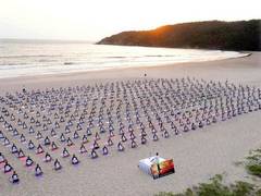 
      
      Karnataka: Indian Navy personnel performs yoga at Kamat beach
      
      