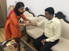 
      
      Bhakti Kulkarni ties rakhi to Goa CM Pramod Sawant
      
      