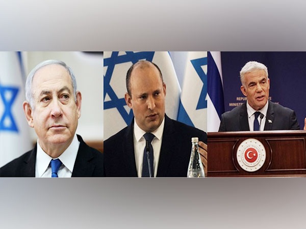 Likud leader Benjamin Netanyahu, Naftali Bennett (Yamina Party) and Yair Lapid, Interim Prime Minister of Israel