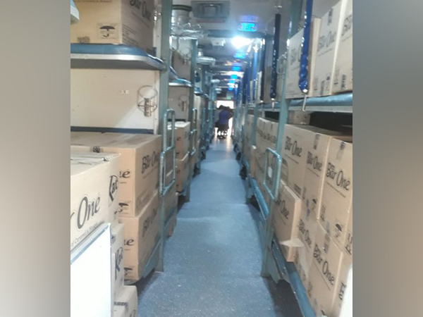 Chocolates, noodles being transported in idle AC coaches by Southern-Western Railway. (Photo/ANI)
