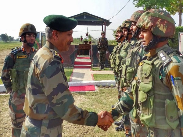 Vice Chief of Army Staff Lieutenant General BS Raju visited forward locations along the Line of Control. (Photo/ANI)