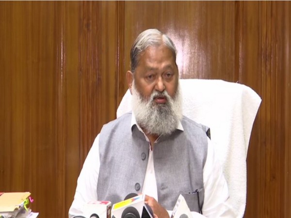 Haryana Home Minister Anil Vij addressing a press conference in Chandigarh. (Photo/ANI) 