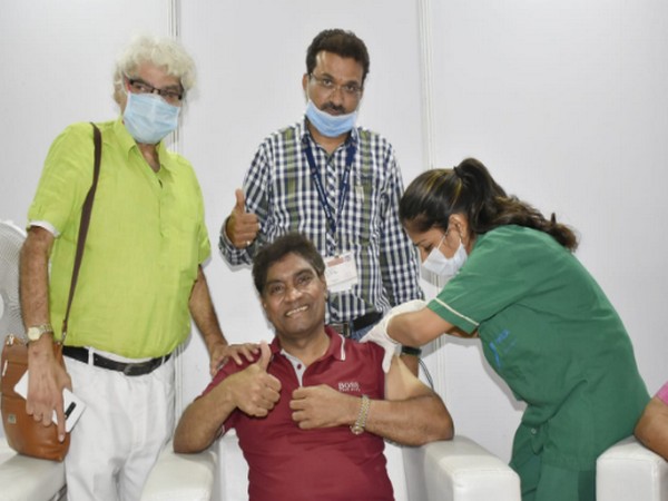 Johnny Lever at Mumbai's BKC Vaccination Centre