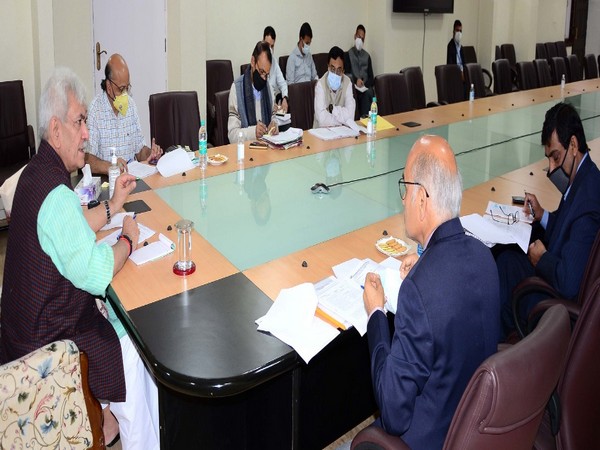 Lieutenant Governor (LG) of Jammu and Kashmir Manoj Sinha at the review meeting at the Civil Secretariat.