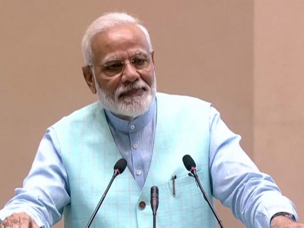 Prime Minister Narendra Modi adressing the public during the inauguration of Garvi Gujarat Bhawan in Delhi. Photo/ANI 