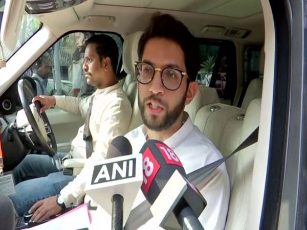 Aaditya Thackeray speaking to reporters in Mumbai on Tuesday. 