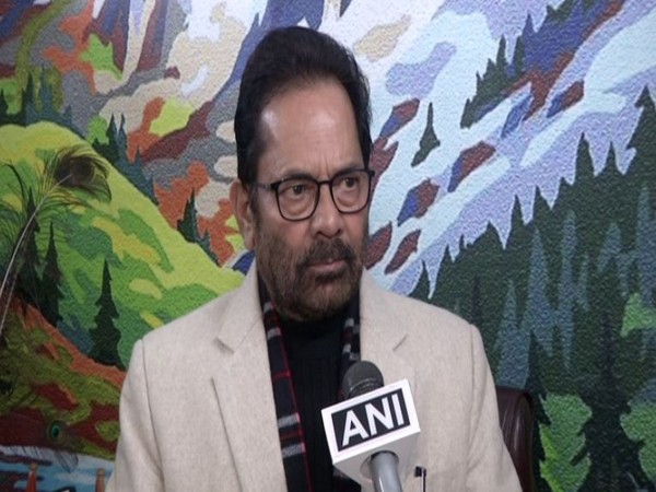 Union minorities affairs minister Mukhtar Abbas Naqvi speaks to ANI in New Delhi on Saturday [Photo/ANI]