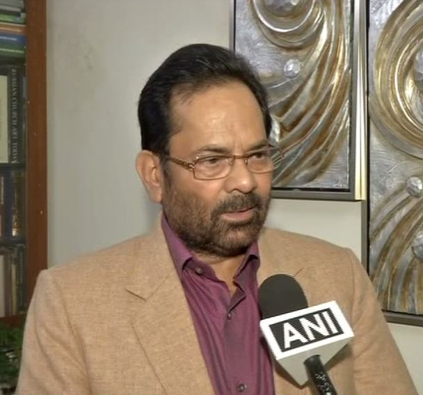 Union Minister of Minority Affairs Mukhtar Abbas Naqvi speaks to ANI in New Delhi [Photo/ANI]