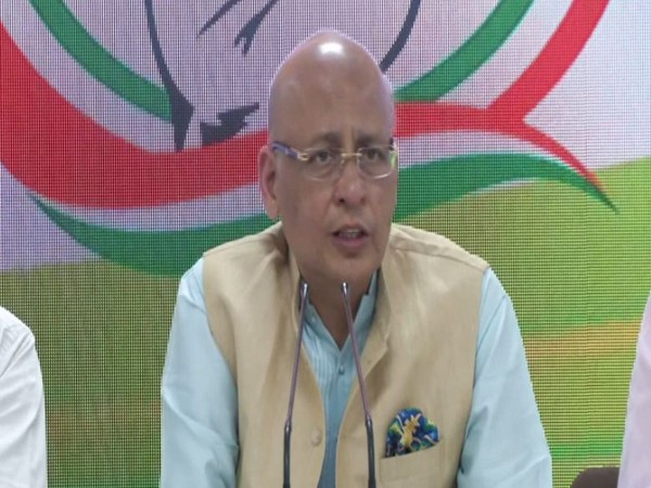 Congress leader Abhishek Manu Singhvi at a press conference in New Delhi on Saturday. (Photo/ANI)