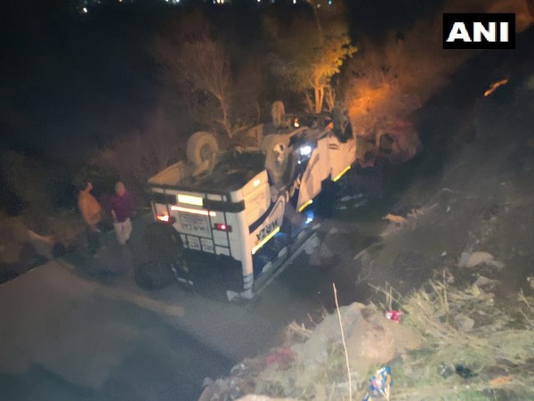 An accident took place near Chenani-Nashri Tunnel in Jammu and Kashmir on Saturday. (Photo/ANI)