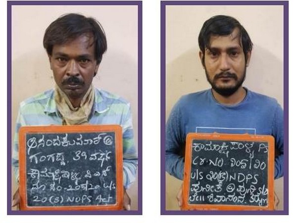 Two men arrested by West Division Police in Bengaluru for possessing cannabis [Photo/ANI]