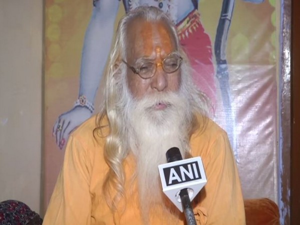 Acharya Satyendra Das, head priest of the makeshift Ram temple, speaking to ANI in Ayodhya, Uttar Pradesh on Monday. (Photo/ANI)