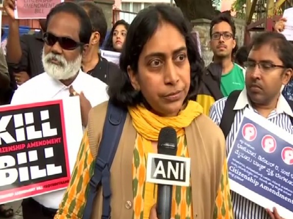An activist Sudha speaking to ANI in Bengaluru, Karnataka on Sunday. Photo/ANI