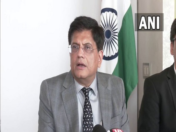 Union Minister Piyush Goyal addressing a press conference in Geneva on Tuesday.