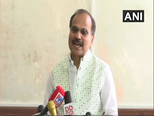Congress leader Adhir Ranjan Chowdhury talking to reporters in New Delhi on Wednesday. Photo/ANI