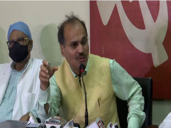 Adhir Ranjan Chowdhury addressing a press conference in Kolkata. (Photo/ANI) 