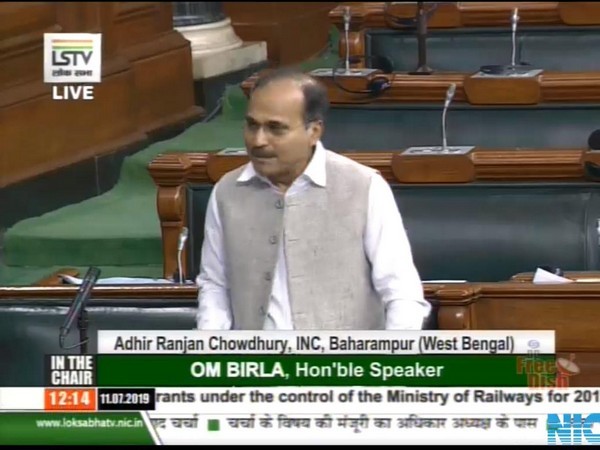 Congress leader in Lok Sabha Adhir Ranjan Chowdhury speaking in Parliament on Thursday. (Photo/ANI)