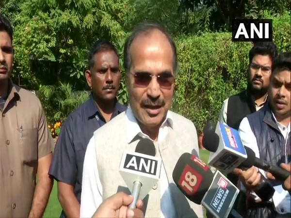 Adhir Ranjan Chowdhury speaking to media in New Delhi on Monday 