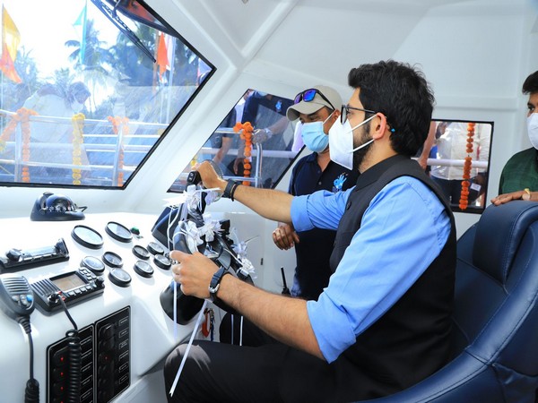 Aaditya Thackeray in the newly launched Aarmaar Dive Boat in Tarkarli. (ANI/photo)