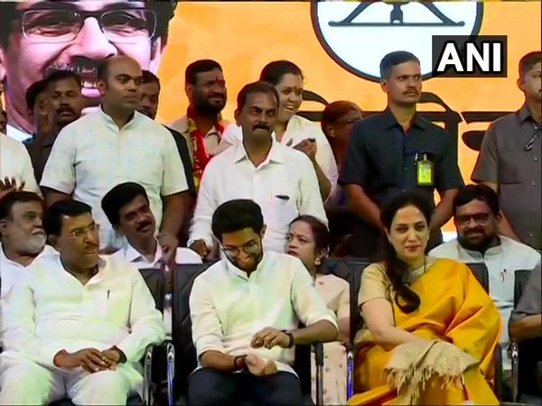 Shiv Sena leader Aditya Thackarey at a rally in Warli, Mumbai, on Monday. Photo/ANI