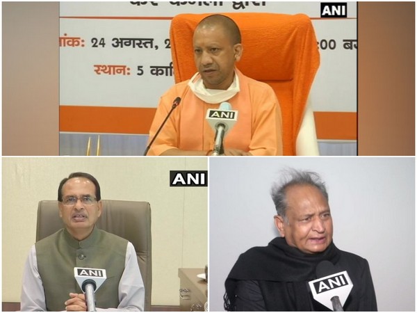 Uttar Pradesh Chief Minister Yogi Adityanath, Madhya Pradesh Chief Minister Shivraj Singh Chouhan and Rajasthan Chief Minister Ashok Gehlot (Top to bottom, L-R)