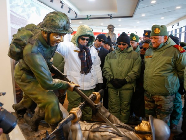 Defence Minister Rajnath Singh at Rezang La Memorial.