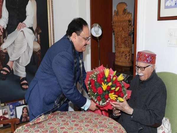 BJP president met party veteran LK Advani in New Delhi on Saturday. Photo/ANI