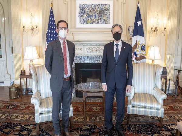 Before his trip to Afghanistan, the US new special representative, Tom West, met with US Secretary of State Antony Blinken. (Photo Credit: Blinken twitter)