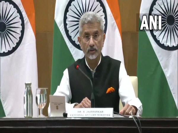 External Affairs Minister (EAM) S Jaishankar addressing a presser after holding talks with the Chinese Foreign Minister Wang Yi.