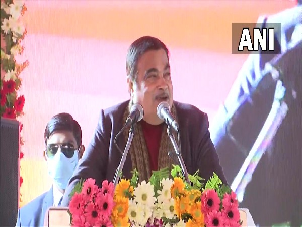 Union Minister for Road Transport and Highways Nitin Gadkari in Mirzapur, UP (Photo/ANI)