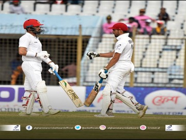 Afsar Zazai (34) and Yamin Ahmadzai (0) will resume their innings on day four. (Photo/Afghanistan Cricket Board Twitter)