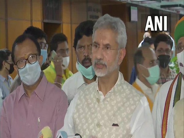 EAM S Jaishankar speaking after the all-party meeting on Afghanistan. (ANI)