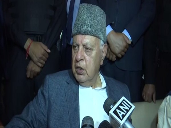 Former Jammu and Kashmir Chief Minister Farooq Abdullah speaking to media persons on Sunday.