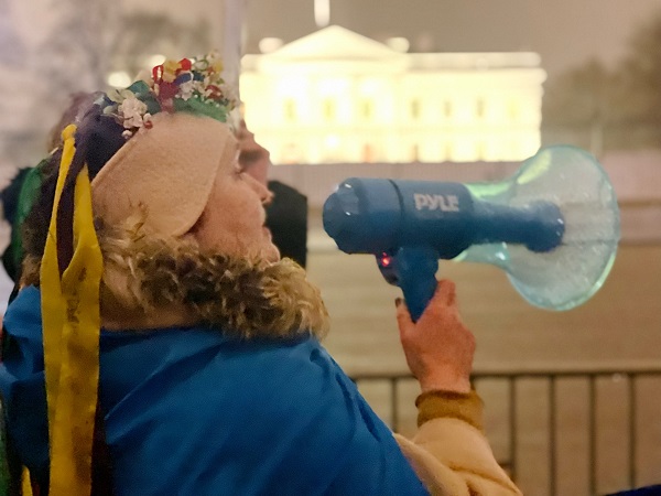 Demonstrators protest outside White House after Russia invades Ukraine
