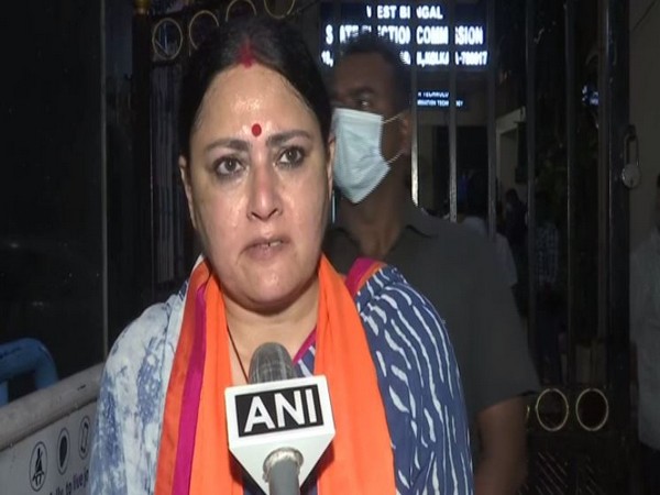 BJP MLA and state Mahila Morcha president Agnimitra Paul at State Election Commission.(ANI/photo)